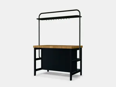 VADHOLMA Kitchen island with rack Low-poly 3D model