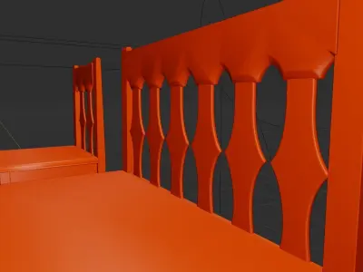 Wooden bench Low-poly 3D model