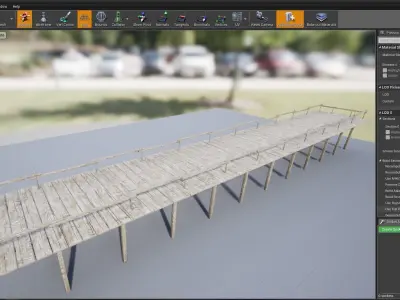 Wood bridge adapted for your games Low-poly 3D model 2 lod Low-poly 3D model