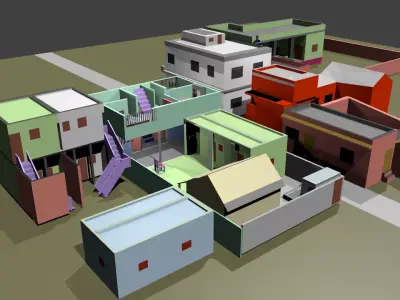 Rural model city pack Free 3D model