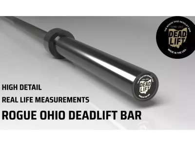 Powerlifting Barbell Deadlift Bar - Real Life Measurements 3D model