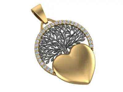 Tree of Life Heart Pendant 3D print model