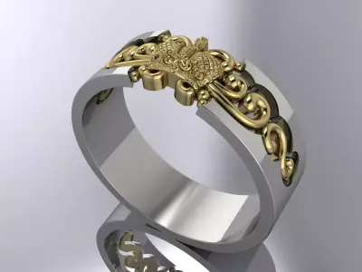 Elegant Crown Ring Jewelry Gold 3D print model
