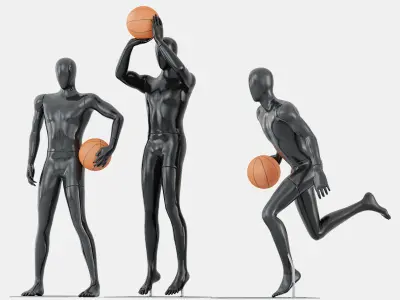 Three faceless mannequins basketball 29 3D model