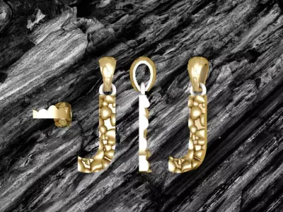 J LETTER Alphabet ROCKS PENDANT 3D print model 3D print model