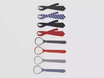 Tie Collection - 8 Classic Tied and Untied Neckties  3D model