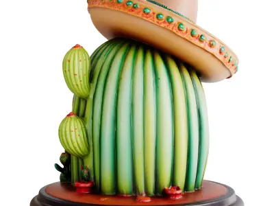 Fantasy Decorative Cactus House 3d print and game ready Low-poly 3D model