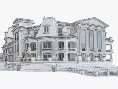 Luxury Hotel Building 01  Low-poly 3D model