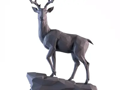 Deer LowPoly statue 3D print model