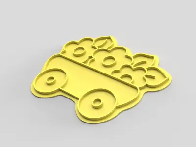 Cookie cutter and stamp - Car cart and flowers 3D print model