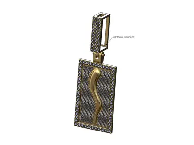 Iced diamond set italian horn pendant 3D print model
