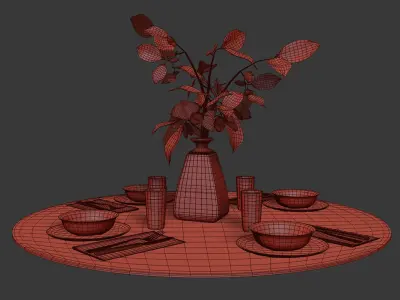 Table setting with the branch  3D model