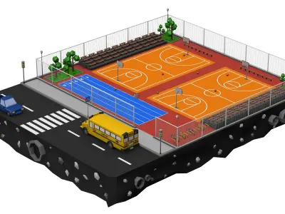 Basketball Court Low Poly Low-poly 3D model