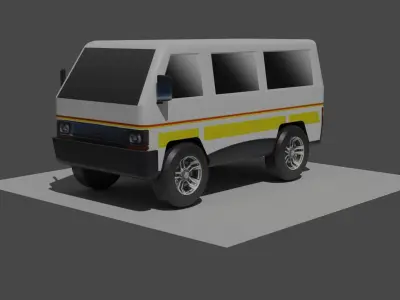 Low Poly Nissan Van Matatu Low-poly 3D model