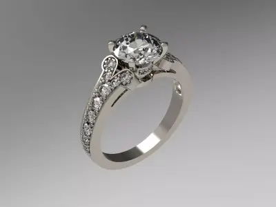 ring 3D print model diamond engagement gold 3D print model