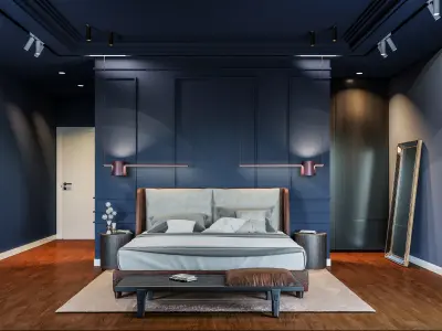 Luxury Modern Villa Bedroom Interior Scene 3ds Max  Corona 3D model