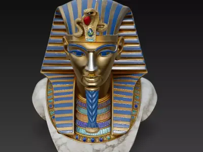 Majestic Pharaoh Bust - Gold - Lapis Egyptian Royal Sculpture 3D print model