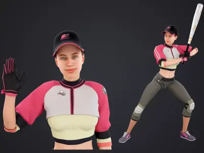 Baseballer Low-poly 3D model