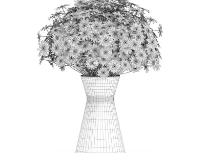 Small Daisies in Blue Vase 3D model