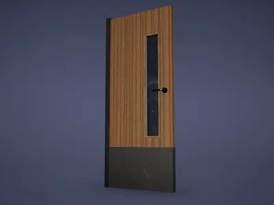Door Low Poly Game Ready wooden Low-poly 3D model