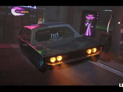 Driveable Animated Cyberpunk Futuristic Vehicles Set  Low-poly 3D model