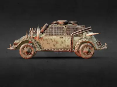 VW Apocalyptic Car PBR Low-poly 3D model