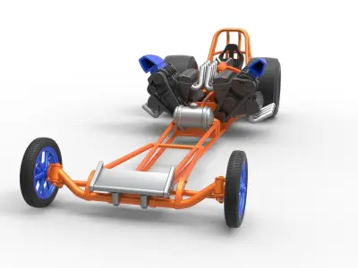 Front engine dragster with 2 V8 Version 2 Scale 1 to 25 3D print model