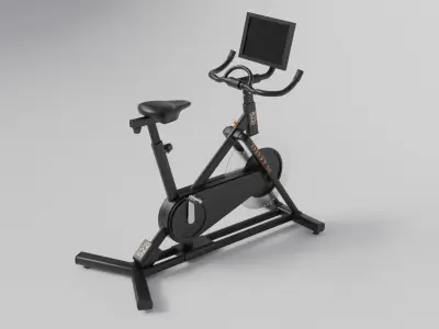 Gym 3D model set exercise bike with monitor 3D model