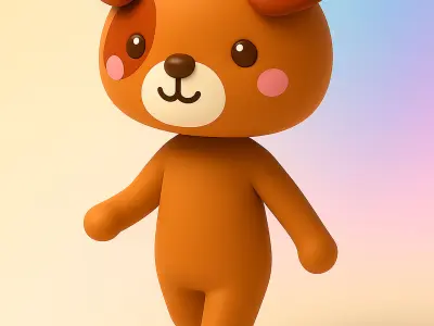 Cartoon Bear Animated  Low-poly 3D model