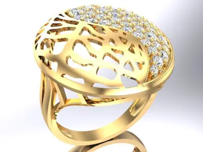  Mesh flower ring - Italian rings - Womens Rings - N6336 3D print model