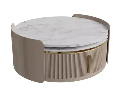 Expandable Beige Round Coffee Table 3D model