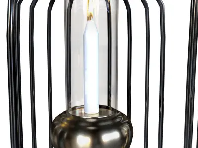 candle set 5 two metal caged lanterns 3D model