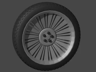 high poly car wheel 3D model