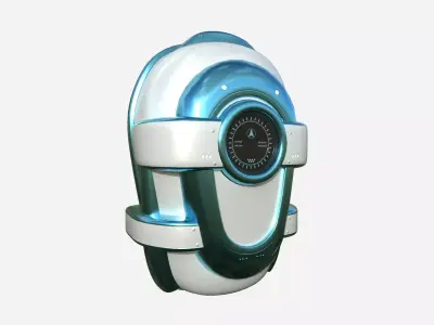 SciFi Backpack C05 White Blue - Fashion Character Design Free low-poly 3D model