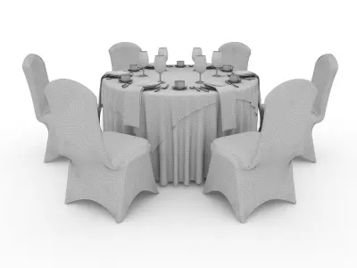 Banquet Table and Chair 37 3D model