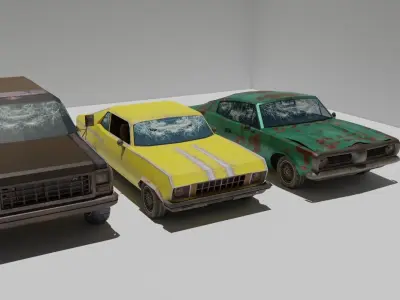 Shanty Car Garage Pack Low-poly 3D model