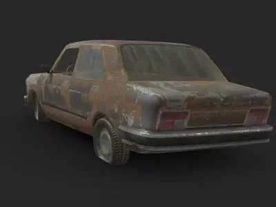 Abandoned Car - Fiat 132 Low-poly 3D model