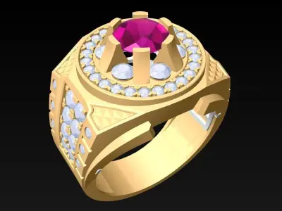 Diamond Rings - Mens Ring - N2436 3D print model