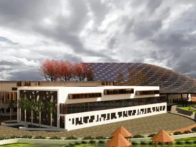 Hospital building with roof 3D model