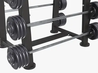 Barbells on rack set 01 3D model