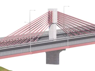 Bridge span with a suspension structure 3D model