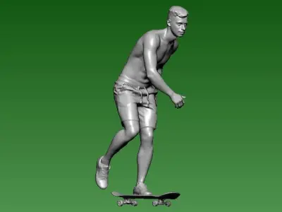 Roller skating boy model for decoration - 3D printed - statue 3D print model