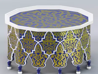 Vintage Moroccan large table 03 3D model