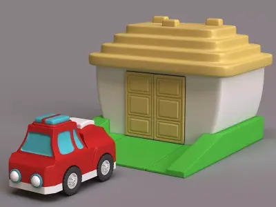 Car and garage 3D model
