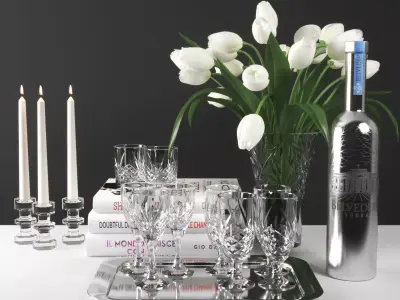 set629 tulips in glass vase 3D model