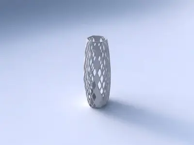 Vase squeezed hexagon with diagonal grid lattice 3 3D print model
