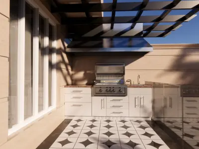 Backyard design Free low-poly 3D model
