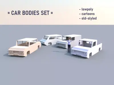 Car Bodies Set for 3d Art Low-poly 3D model
