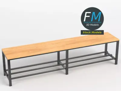 Locker room bench 2 3D model