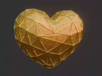 Golden Heart Free low-poly 3D model